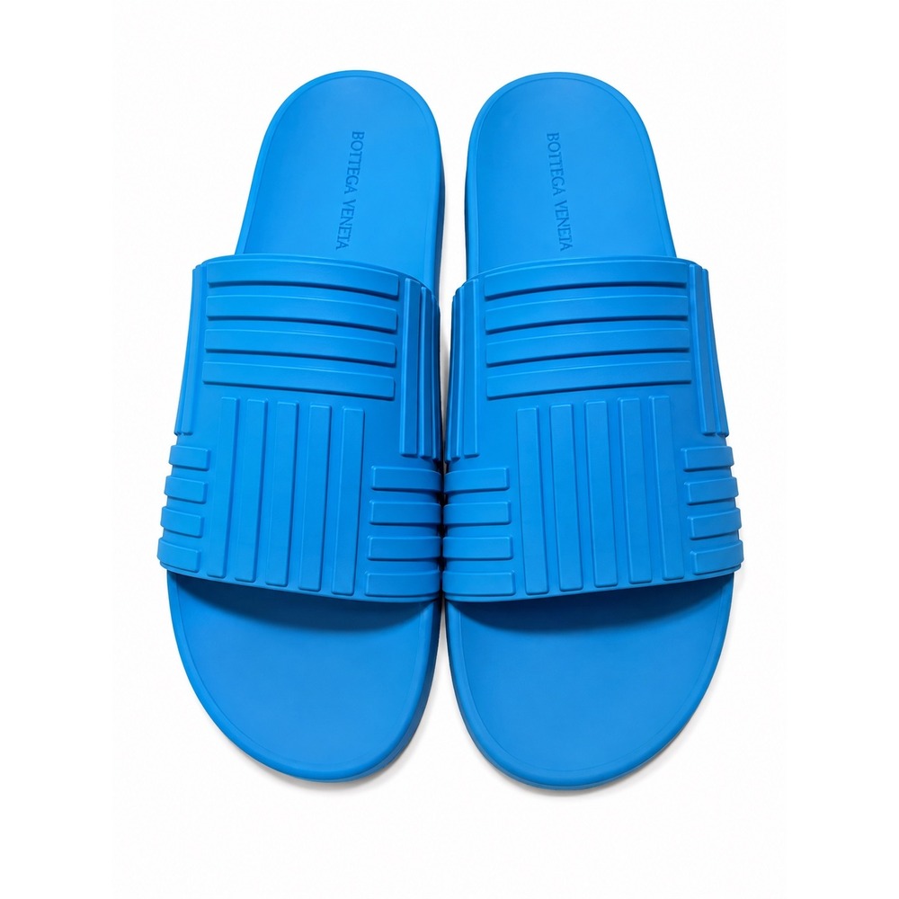 Bottega Veneta Intrecciato Rubber Slider Sandals Amalfi Blue EU/36  US/6